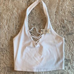 Never worn crop white halter top
